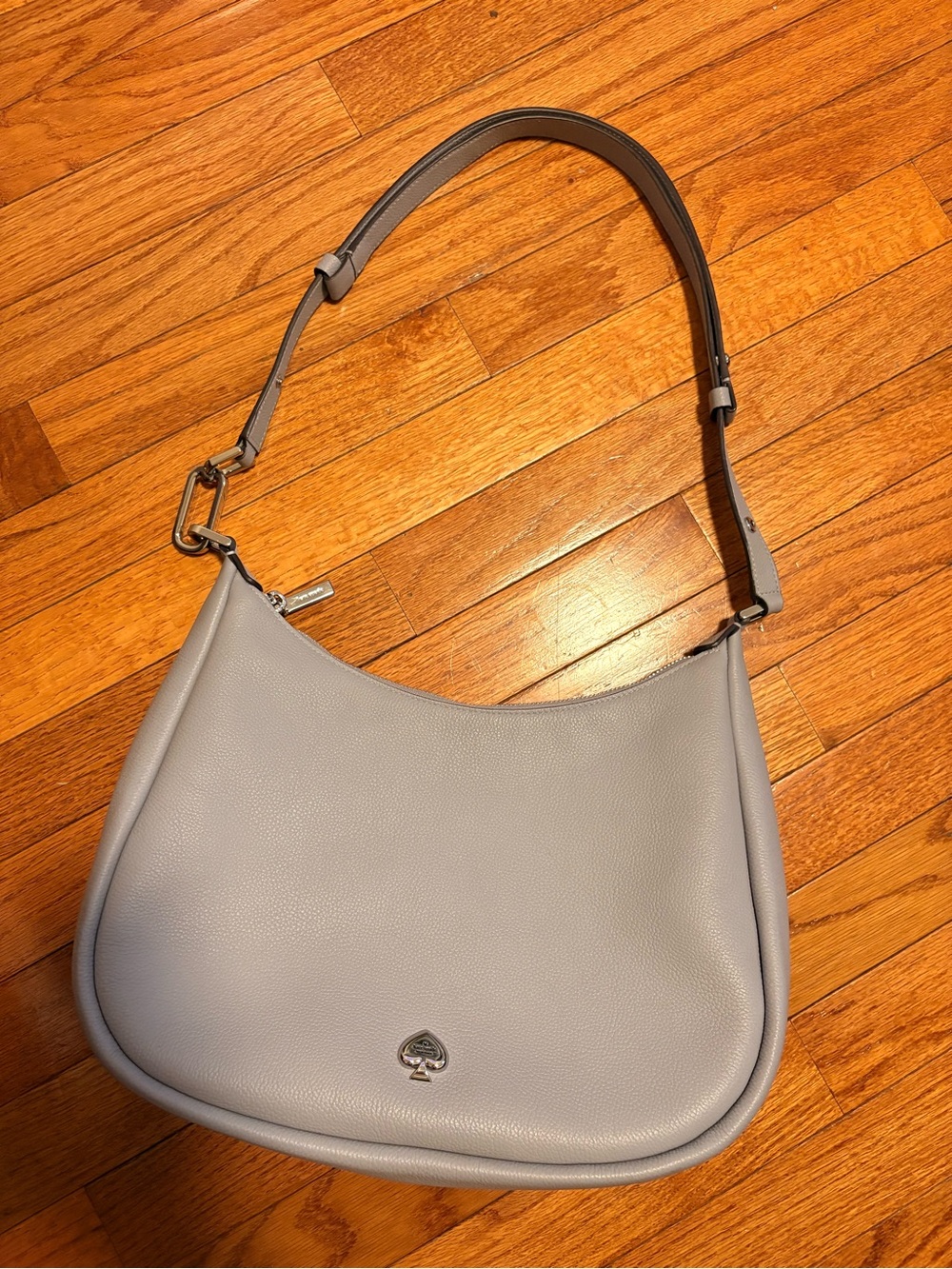 kate spade Pebbled Leather Shoulder Hobo in Light Blue-Gray